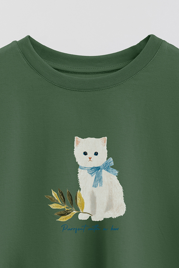 REMERA CROP ESTAMPADA COASTAL PURRFECT