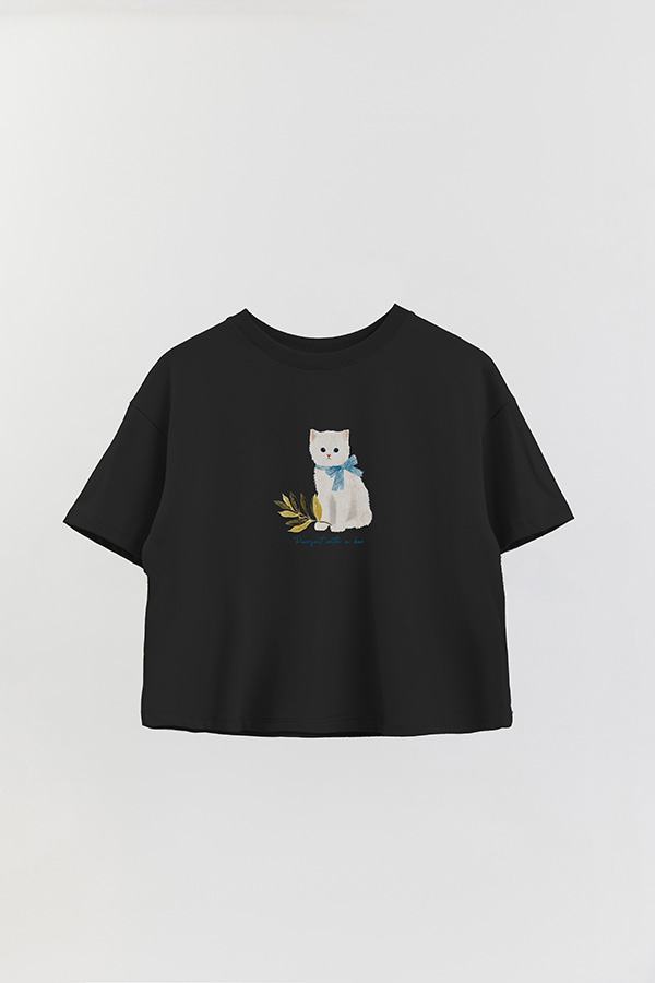 REMERA CROP ESTAMPADA COASTAL PURRFECT