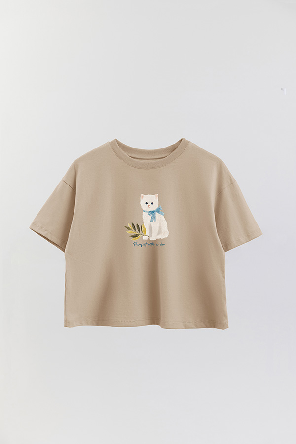REMERA CROP ESTAMPADA COASTAL PURRFECT
