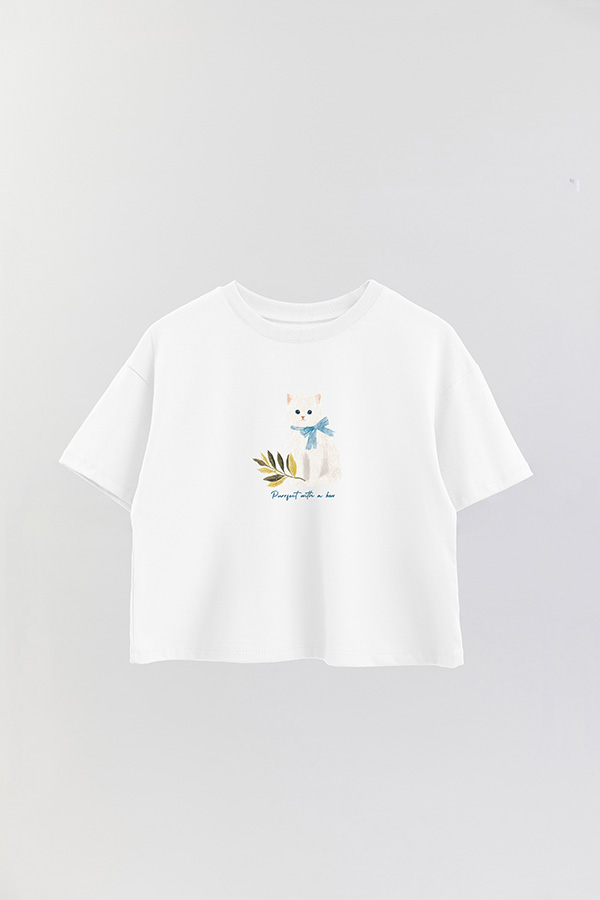 REMERA CROP ESTAMPADA COASTAL PURRFECT