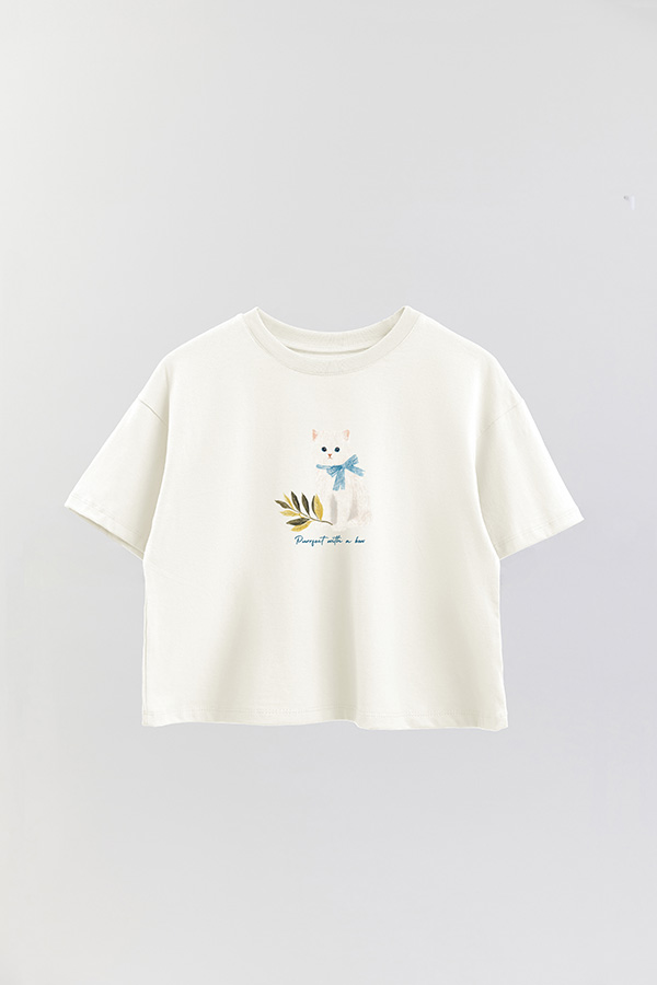 REMERA CROP ESTAMPADA COASTAL PURRFECT