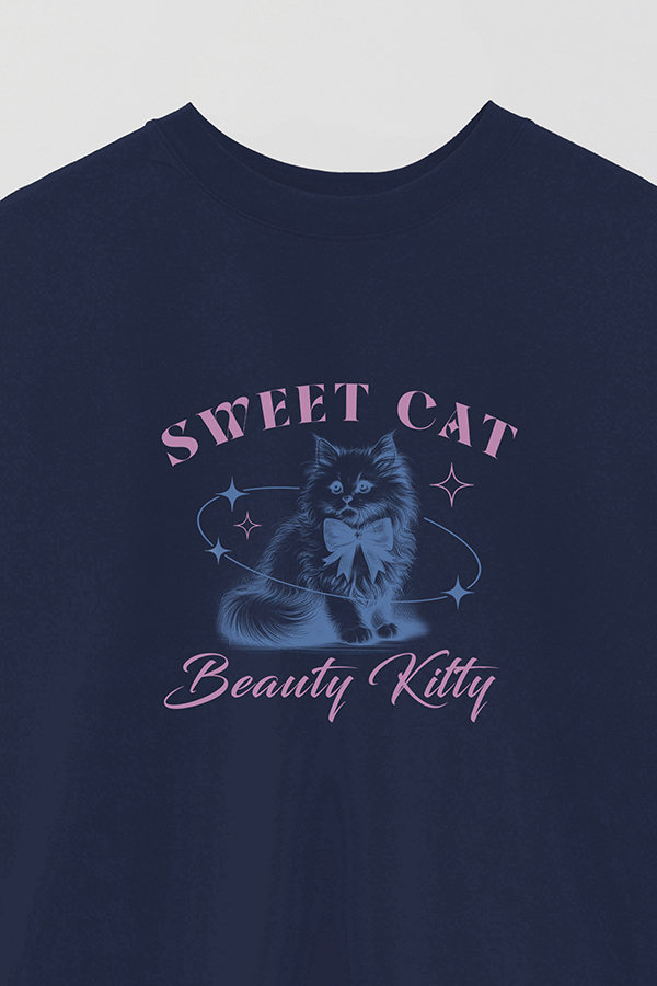 REMERA OVER ESTAMPADA CAT SWEET CAT