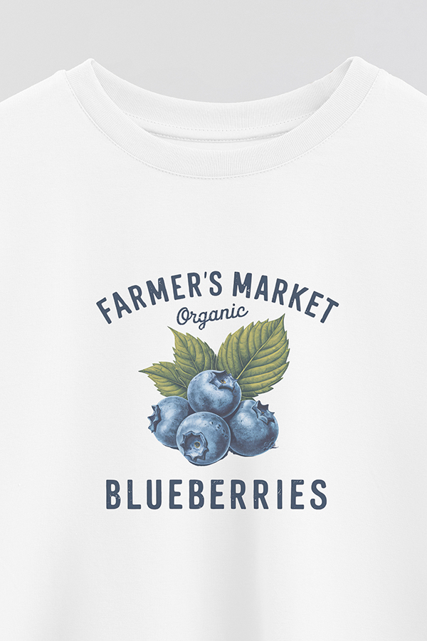 REMERA CROP ESTAMPADA HARVEST FARMER MARKET BLUEBERRY