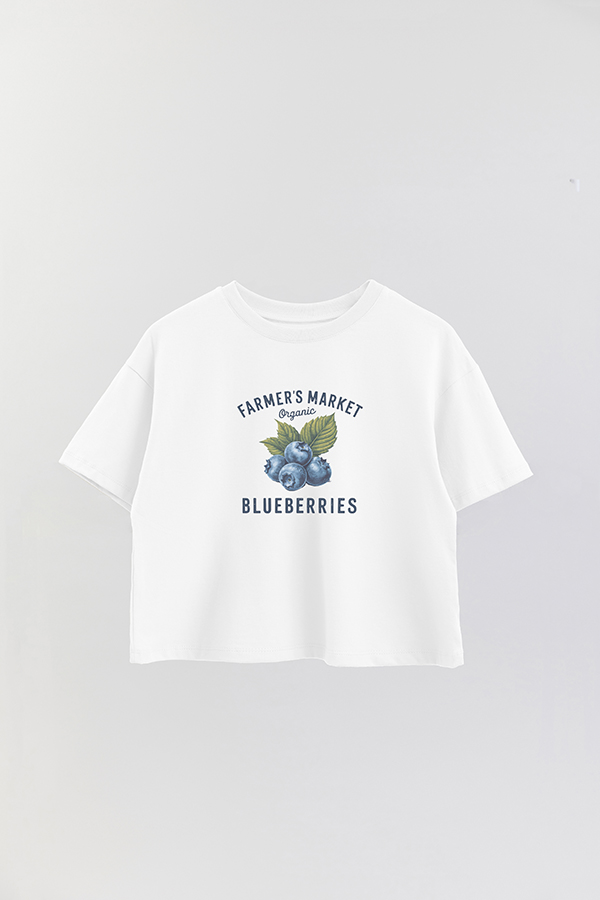 REMERA CROP ESTAMPADA HARVEST FARMER MARKET BLUEBERRY
