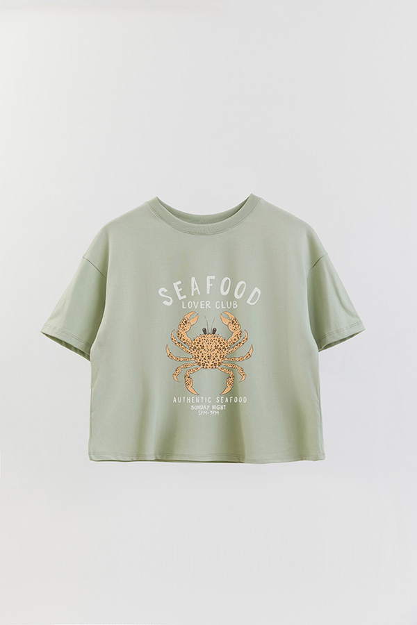 REMERA CROP ESTAMPADA SF SEAFOOD LOVER CLUB 1