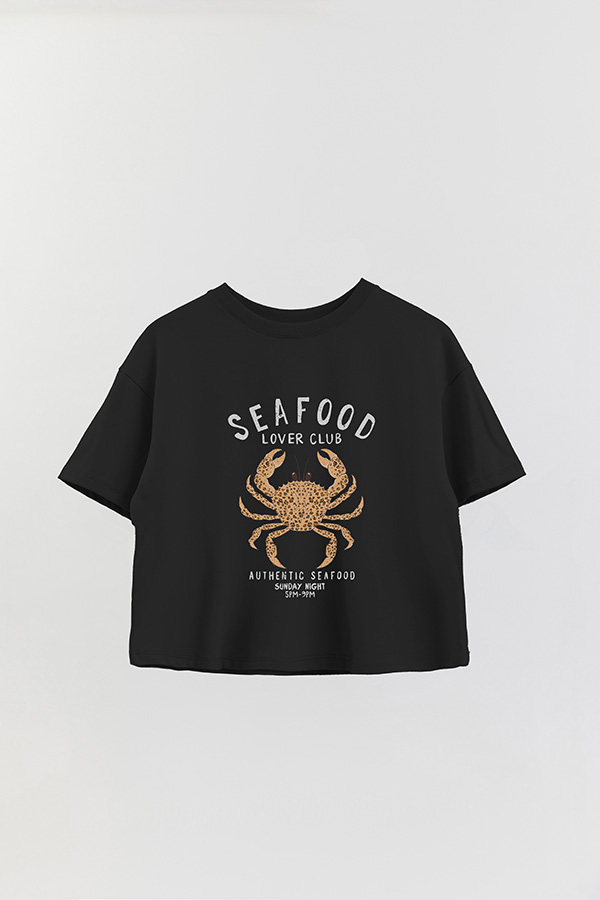 REMERA CROP ESTAMPADA SF SEAFOOD LOVER CLUB 1