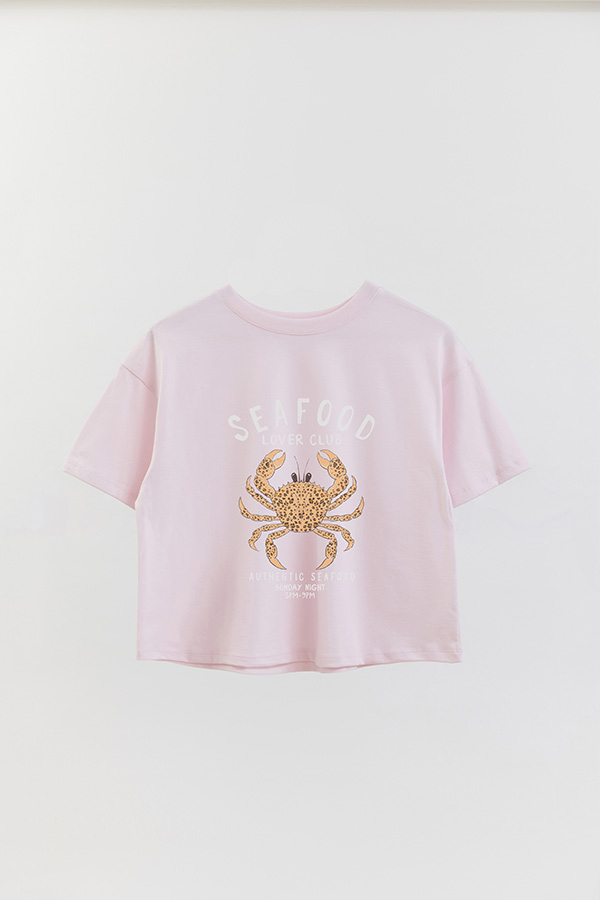 REMERA CROP ESTAMPADA SF SEAFOOD LOVER CLUB 1