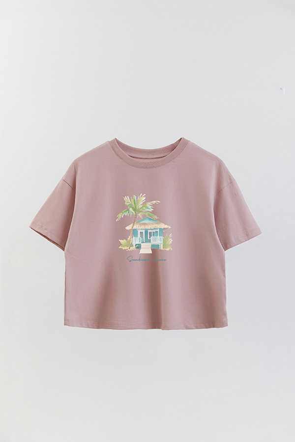 REMERA CROP ESTAMPADA COASTAL SUNKISSED SILENCE