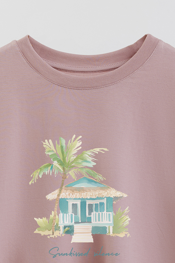 REMERA CROP ESTAMPADA COASTAL SUNKISSED SILENCE