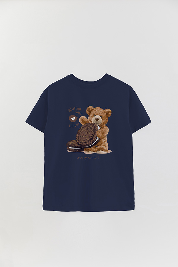 REMERA OVER ESTAMPADA UNISEX TEDDY CREAMY CENTER