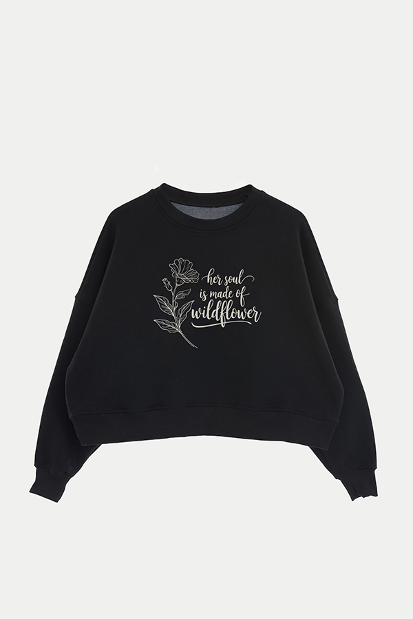 BUZO CROP FRISA ESTAMPADO MINIMAL LOVE SOUL