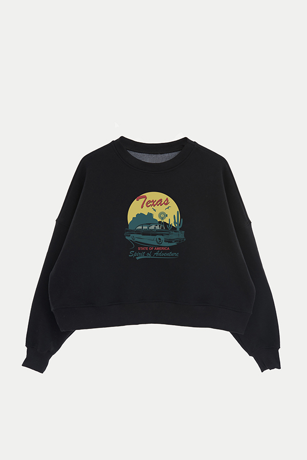 BUZO CROP ESTAMPADO TEXAN SPIRIT OF THE ADVENTURE