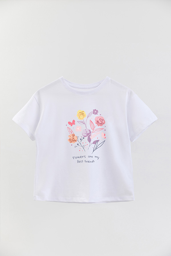 REMERA GIRL OVER FLOWERS ARE MY BEST FRIENDS