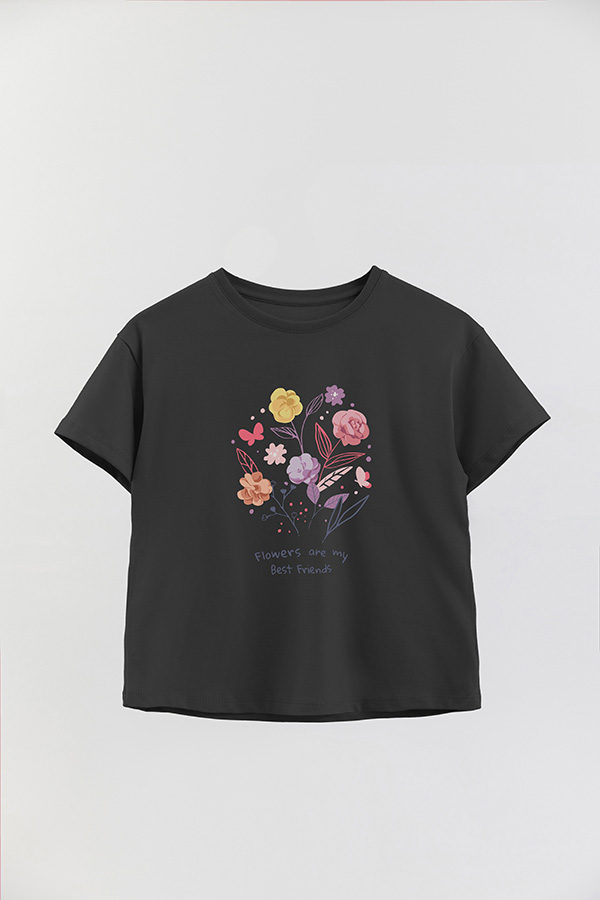 REMERA GIRL OVER FLOWERS ARE MY BEST FRIENDS