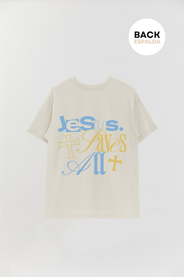 REMERA OVER ESTAMPADA UNISEX ESPALDA SAVES