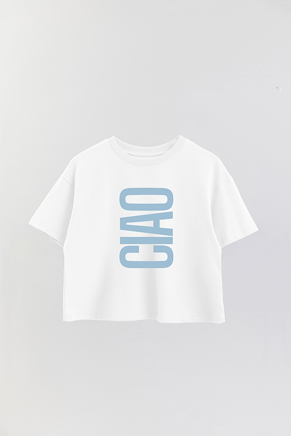 REMERA CROP ESTAMPADA ITALY CIAO