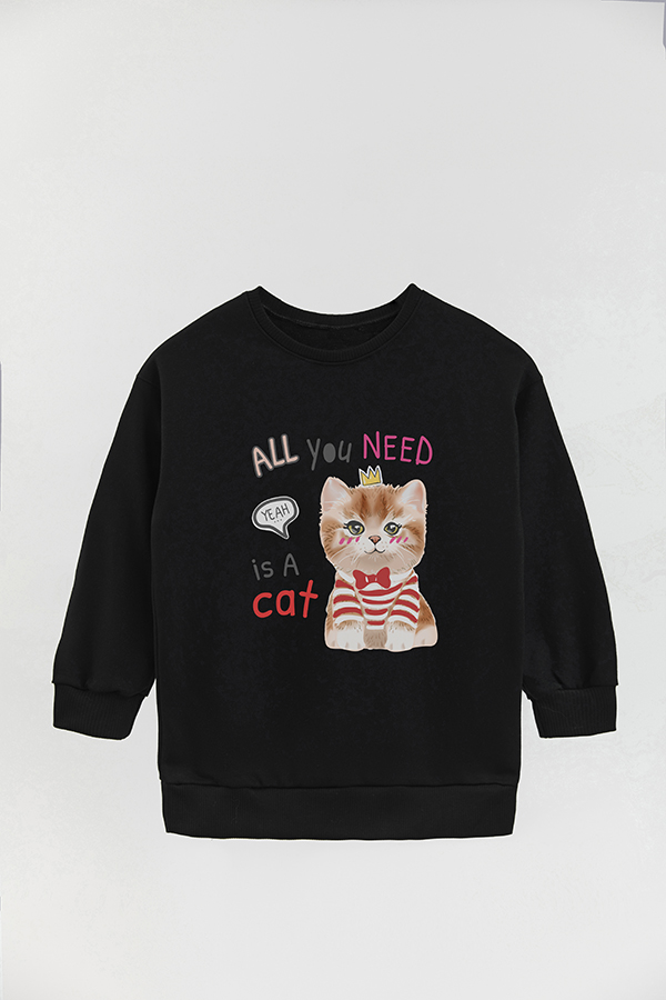 BUZO CREWNECK RUSTICO KITTY DREAMS ALL YOU NEED IS A CAT