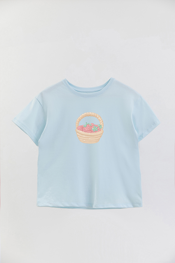 REMERA GIRL OVER HARVEST CAT BASKET