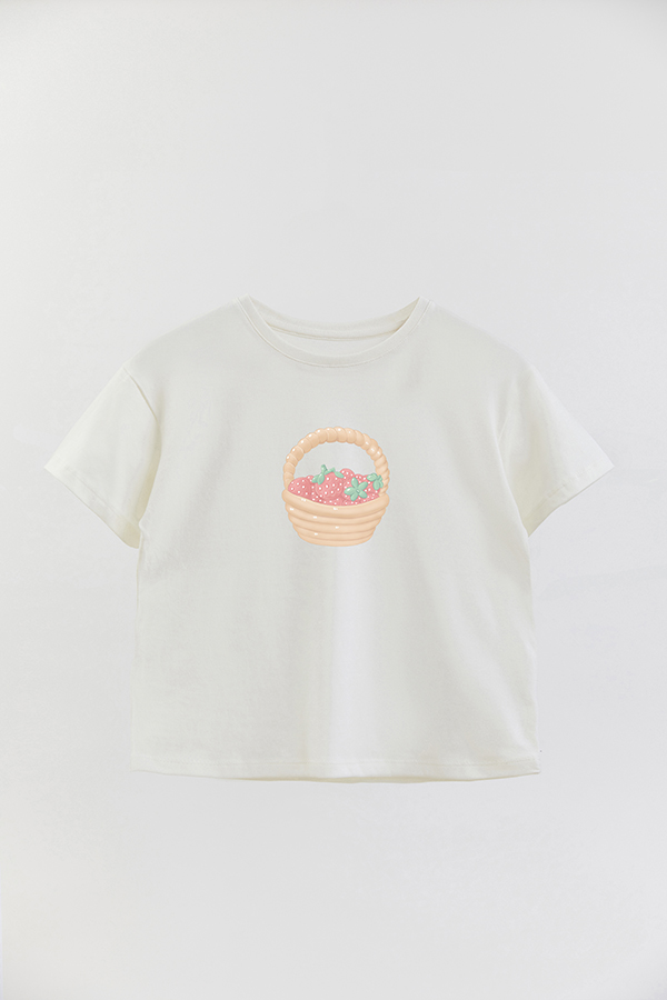 REMERA GIRL OVER HARVEST CAT BASKET