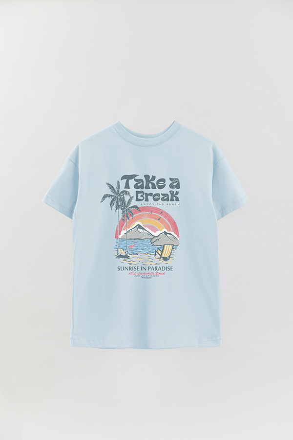 REMERA OVER ESTAMPADA TAKE A BREAK