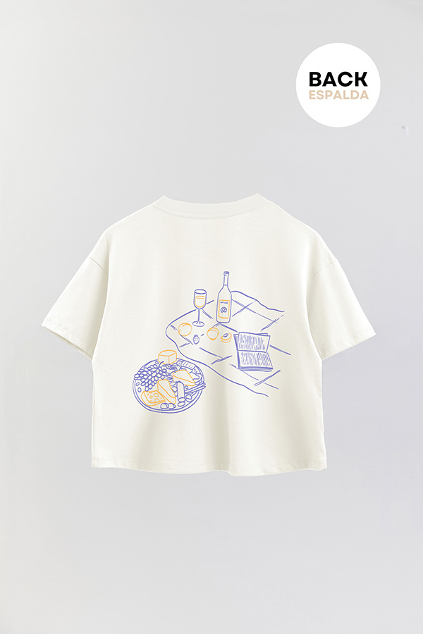 REMERA CROP FB ESTAMPADA BLUE PICNIC