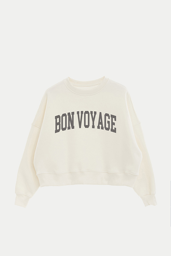 BUZO CROP ESTAMPADO VARSITY BON VOYAGE