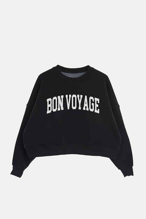BUZO CROP ESTAMPADO VARSITY BON VOYAGE