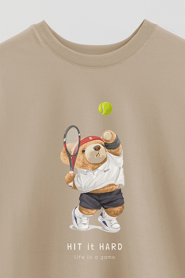 REMERA OVER ESTAMPADA UNISEX TEDDY HIT IT HARD