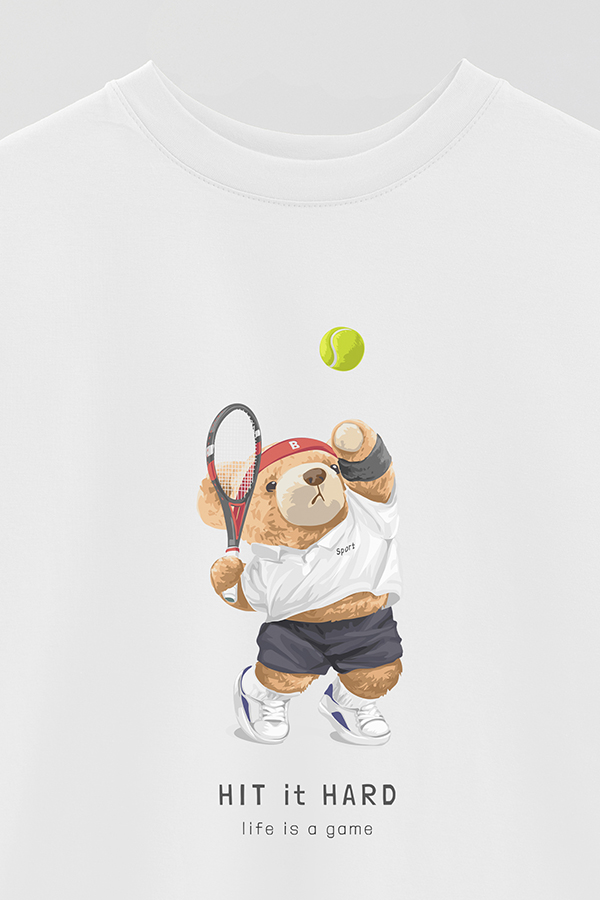 REMERA OVER ESTAMPADA UNISEX TEDDY HIT IT HARD