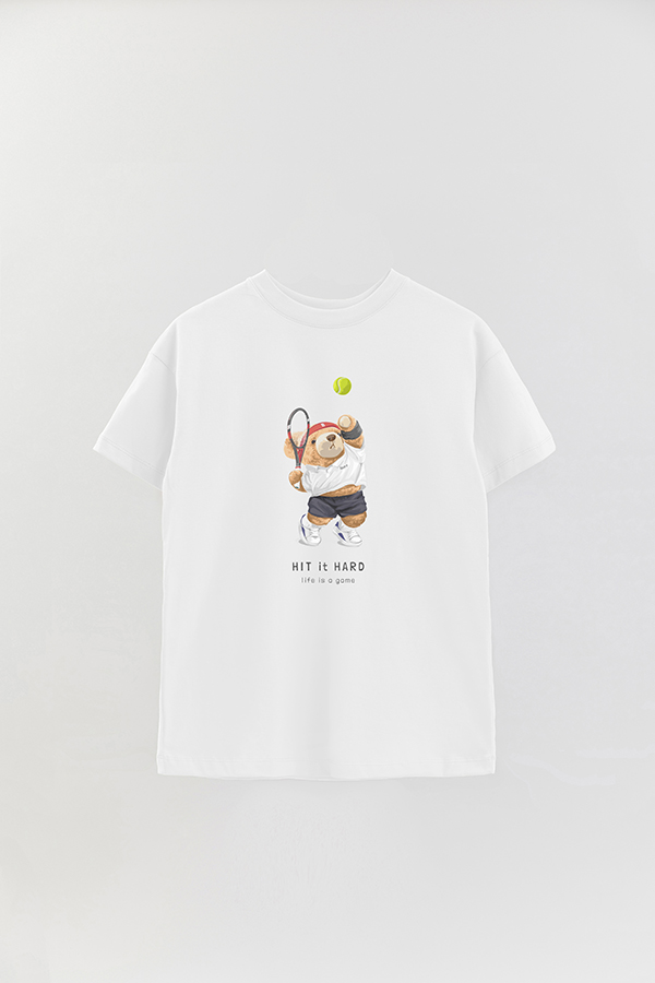 REMERA OVER ESTAMPADA UNISEX TEDDY HIT IT HARD