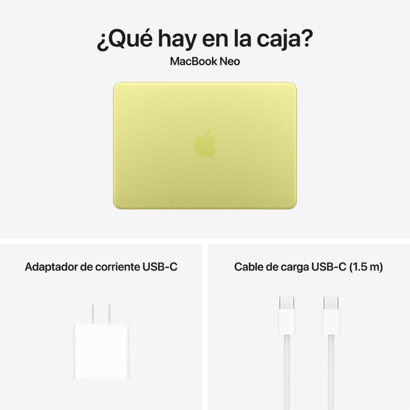 APPLE MACBOOK NEO A18 PRO 13" 8GB 256GB CITRUS MHFD4LE-A CARGADOR FICHA U.S.A