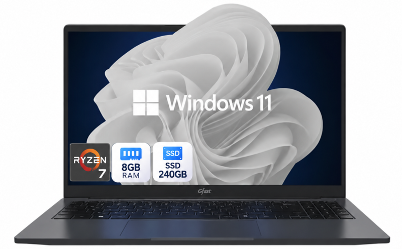 NOTEBOOK AMD RYZEN 7 5825U/ WIN11/ GFAST N-755R/ 8GB (64GB MAX)/ SSD 240GB M.2/ 15.6" HD/ NHER758GS215W1