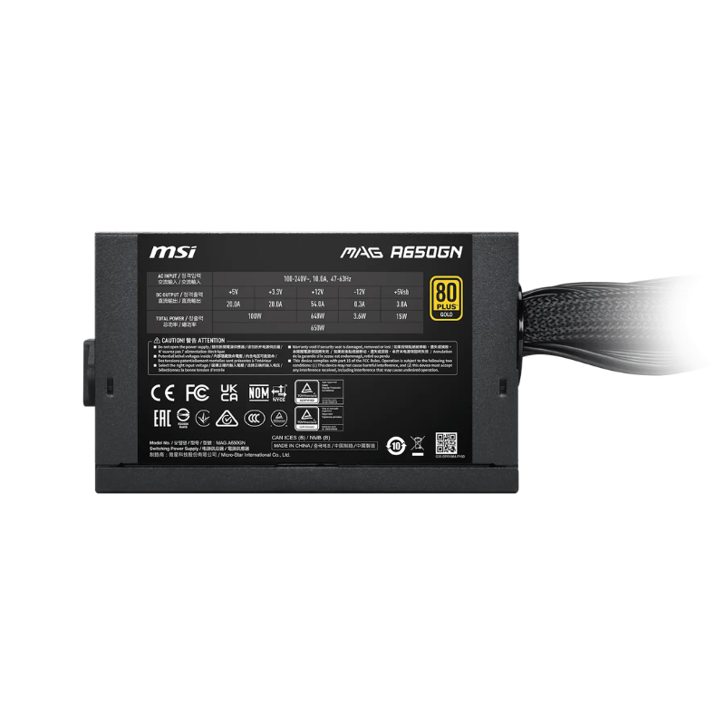 FUENTE ATX 650W 80 PLUS GOLD MSI MAG A650GN II
