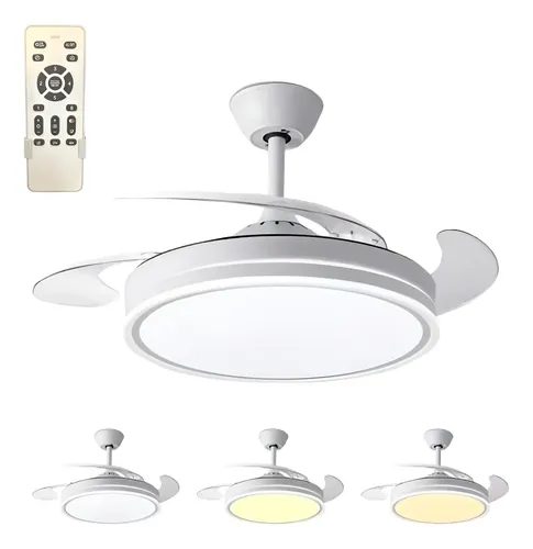 VENTILADOR DE TECHO 4 ASPAS RETRACTIL 6 VELOC 26W. C/LED 3 INTENSIDADES VENTLUZ31 NEGRO S/N