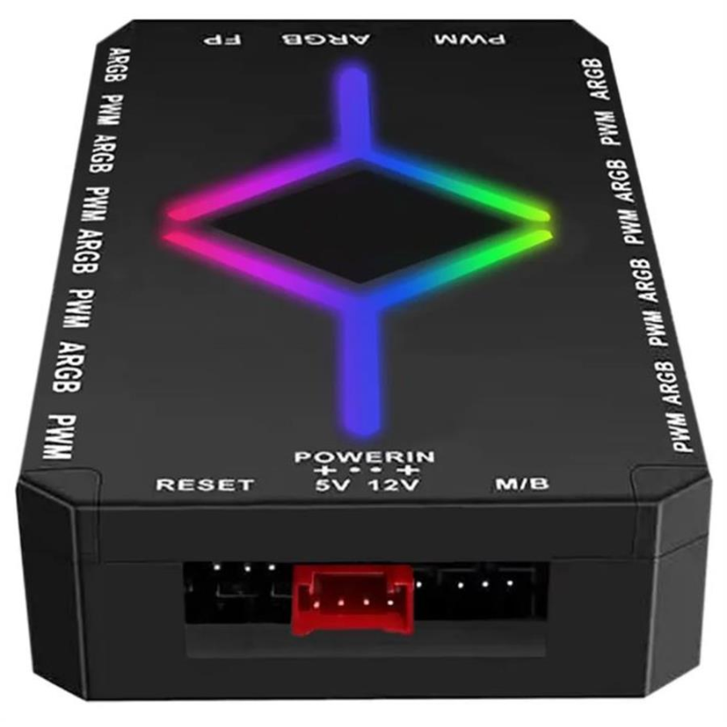 CONTROLADOR FALCOM 9 PUERTOS ARGB-PWM C/CONTROL REMOTO GX-4 ARGB (CONTROLA VELOCIDAD Y LUCES)