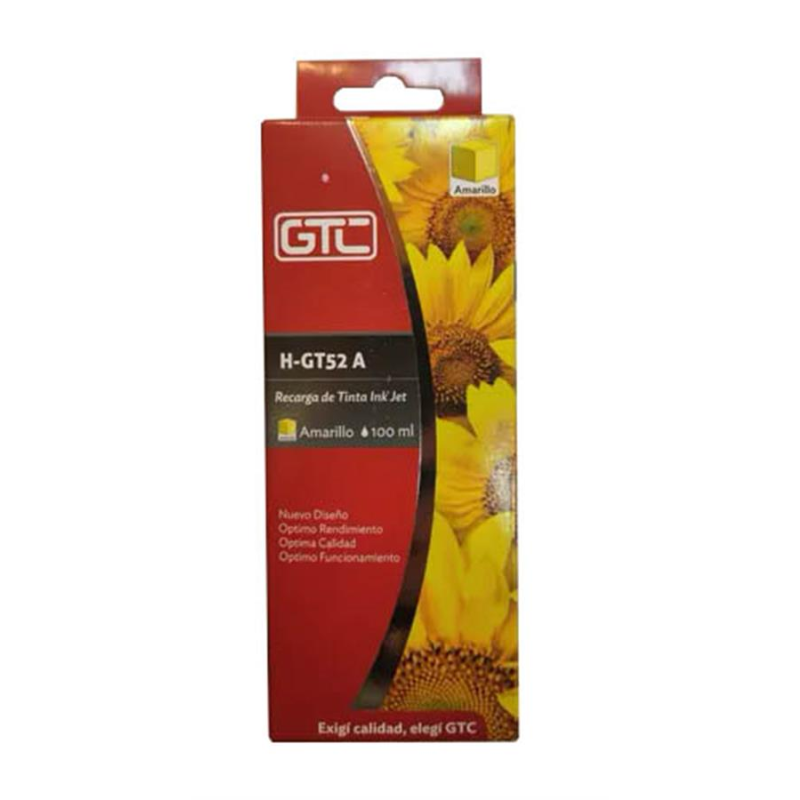 GTC TINTA HP GT52 100ML AMARILLO HP5820