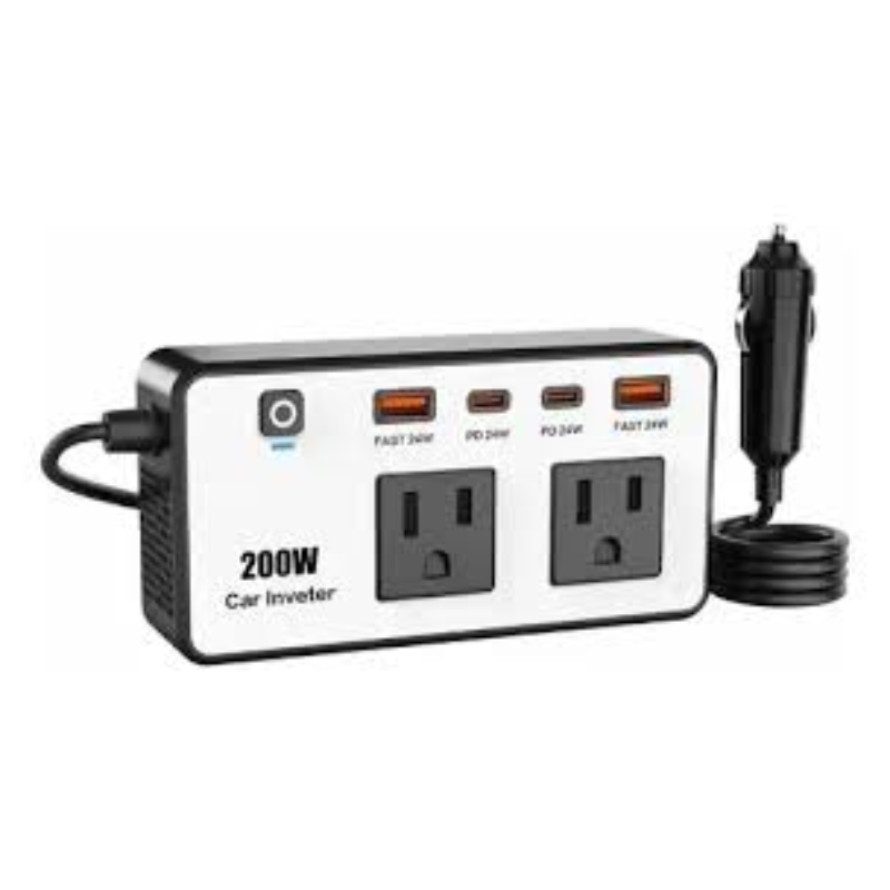 INVERSOR CARGADOR 12V A 220V 2 USB + 1 TIPO C 200W MAX