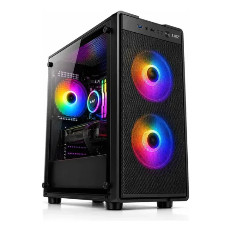 GABINETE (GM) LNZ M11 3 FAN F-RGB FRONT MESH TG M-ATX / ITX