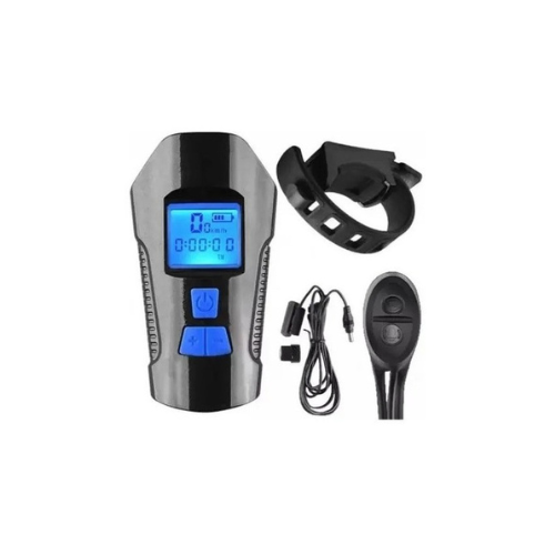 LUZ PARA BICICLETA CON BOCINA Y MEDIDOR DE VELOCIDAD-  RECARGABLE FY-317
