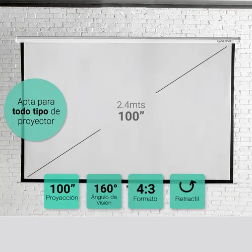 PANTALLA P/PROYECTOR 100`4:3 LOCH PROJ0002 GADNIC S/TRIPODE (A2.03XL1.53 D2.54 MT)