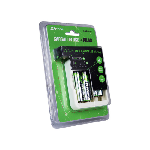 CARGADOR DE PILA X4 AAA AA + 4 PILAS (X2 AA 2700 Y X2 AAA 1100) NOGA NGA-5300