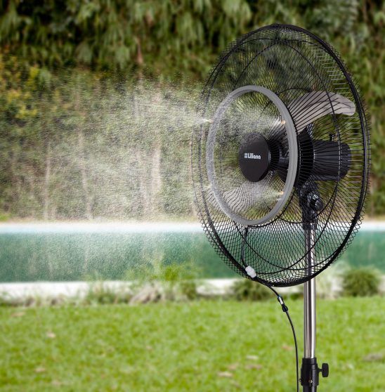 VENTILADOR DE PIE 25`` VP25MCB COOLBREEZE BRISA DE AGUA OPCIONAL  PARRILLA METALICA NEGRA ASPAS METAL ASCILANTE + RECLINABLE+ VP25MCB S/N