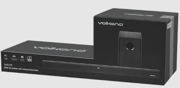 BARRA DE SONIDO VOLKANO CASCADE VK-3900-2.1 USB 50W RMS SUBWOOFER CABLEADO CTRL REMOTO CABLE RCA A AUX