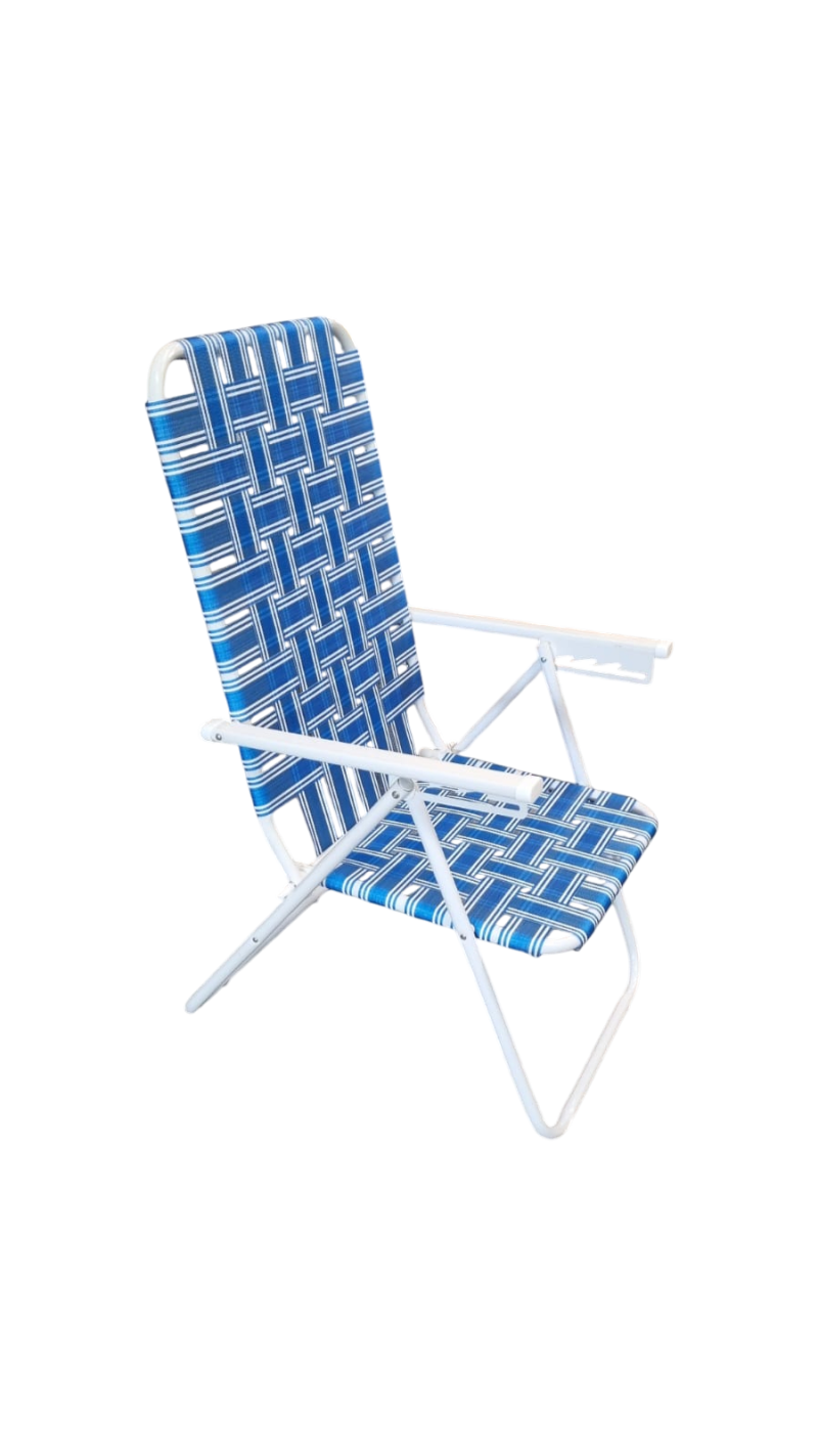 SILLON 5 POSICIONES CAÑO ALUMINIO 7/8 CINTA AZUL BICOLOR 2108 PIKNIK APOYA BRAZOS ALUMINIO - 130KG