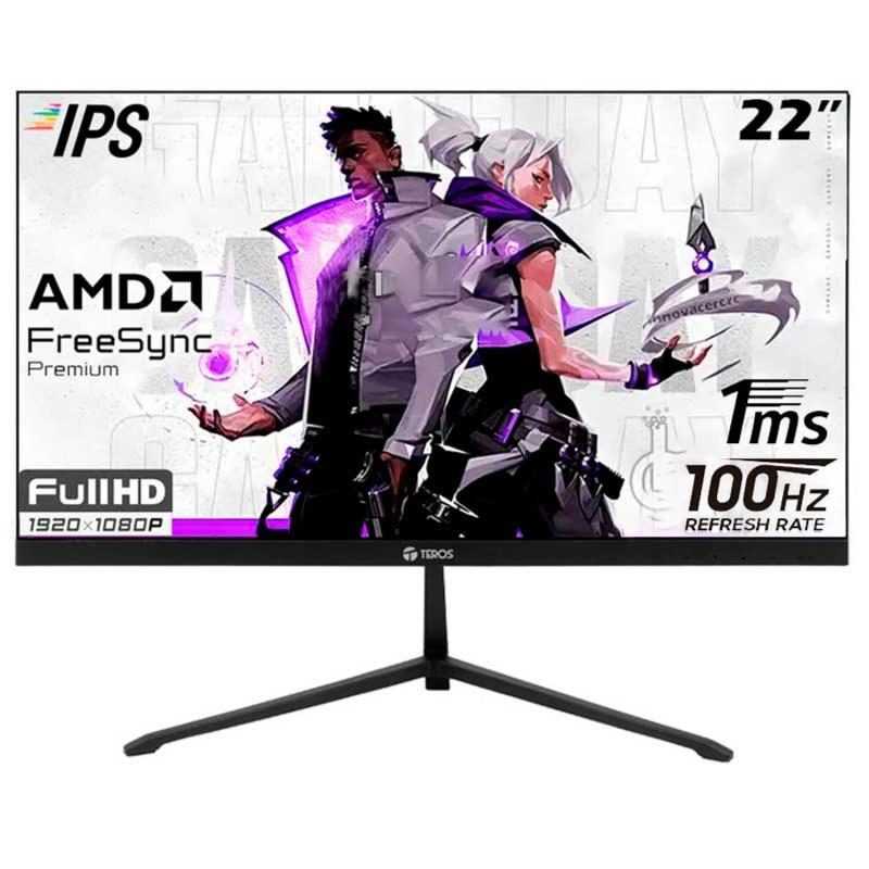 MONITOR LED 22" FHD TEROS TE-2128S IPS 100HZ 1MS FRAMELESS FICHA AMERICANA