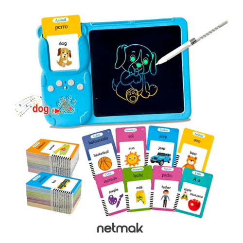 PIZARRA MAGICA NETMAK NM-PM102-B CON TARJETAS DIDACTICAS AZUL