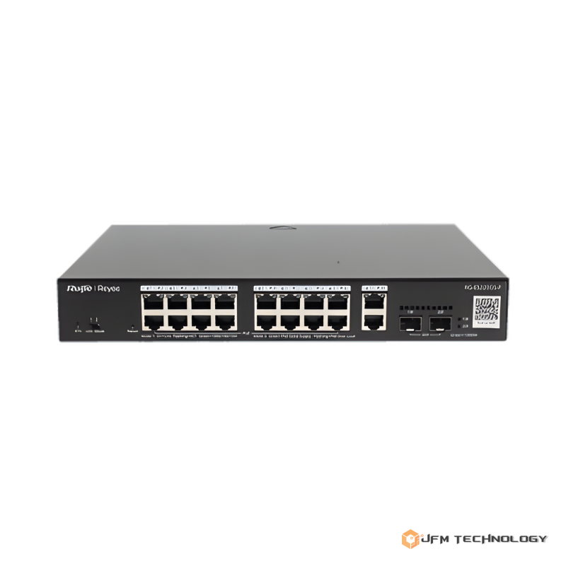 HUB SWITCH POE 20P RUIJIE REYEE RG-ES220GS-P GIGALAN ADMINISTRABLE CLOUD 18 RJ45 + 2 SFP / 16 PUERTOS POE+ 250W