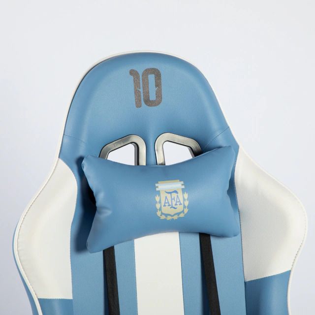 SILLA GAMER SIN ARMADO ALIVER AFA CELESTE Y BLANCO CON MASAJEADOR Y APOYA PIES MODELO 10 AL-GC9007