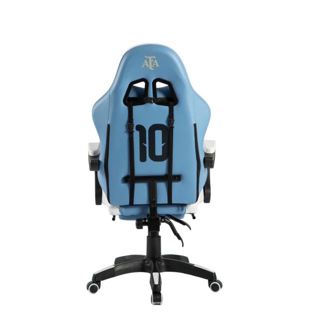 SILLA GAMER SIN ARMADO ALIVER AFA CELESTE Y BLANCO CON MASAJEADOR Y APOYA PIES MODELO 10 AL-GC9007