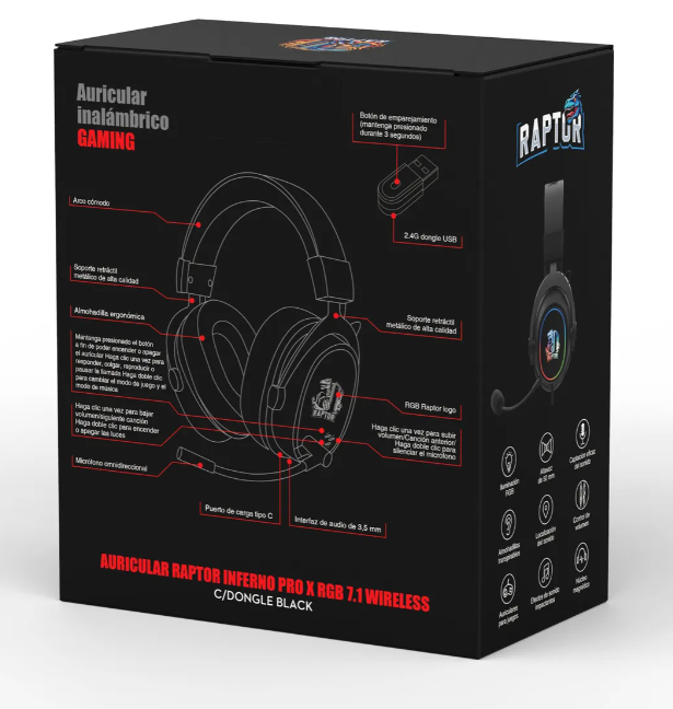 AURICULAR GAMER RAPTOR INFERNO 7.1 USB